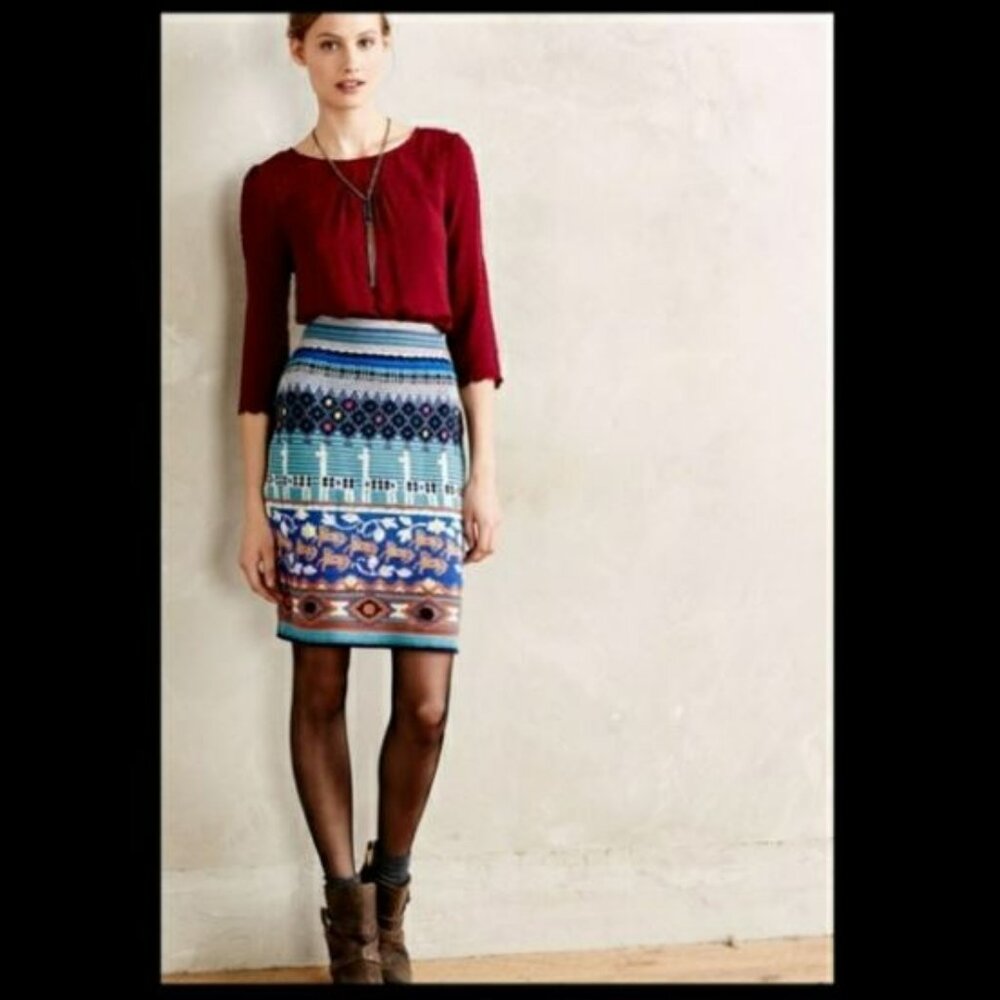 Anthropologie Monogram Llama Sweater Skirt